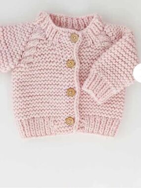 Huggalugs Garter Stitch Cardigan Sweater  Pink